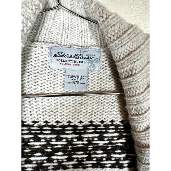 Eddie Bauer Collectibles Deer Cardigan Women’s Large Beige Tie Waist Y2K VTG - Picture 7 of 12